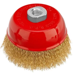 Escova de aço latonado ondulada tipo copo 4" com rosca 746059 - MTX