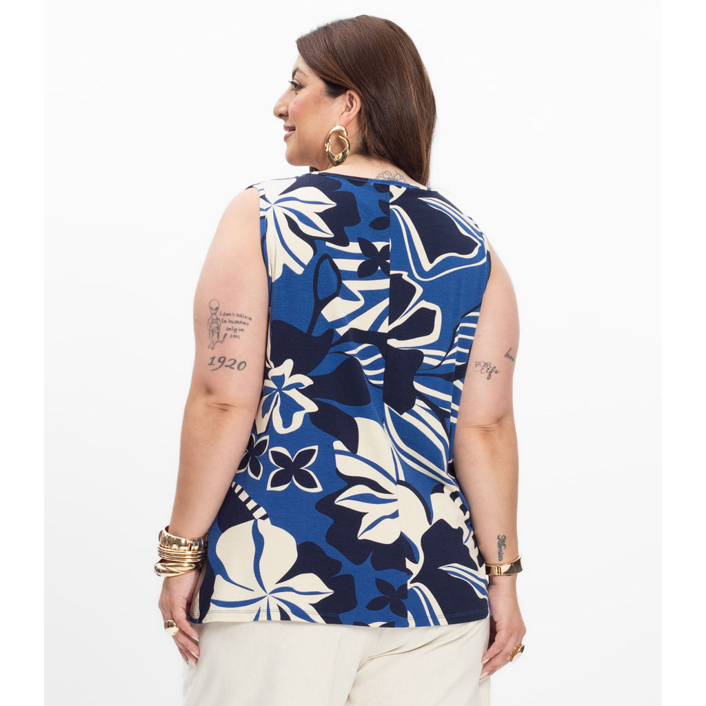 Regata Feminina Secret Glam em Viscotorcion Azul — imagem 2 de 2
