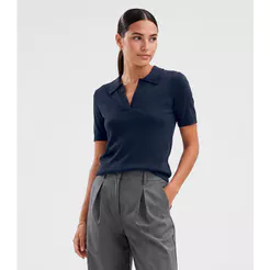 Blusa Polo Feminina Tricot Rovitex Azul