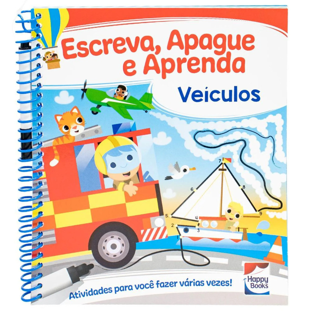 LIVRO DE ATIVIDADES - ESCREVA, APAGUE E APRENDA: VEICULOS - HAPPY BOOKS