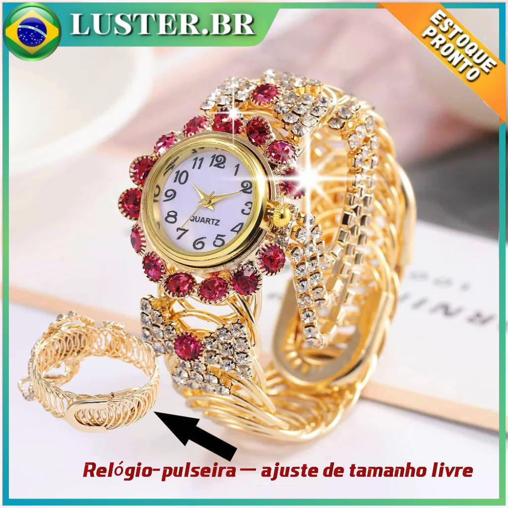 Relógio feminino da moda com pulseira de quartzo digital de diamante, acessórios para relógio leve e luxuoso, presente