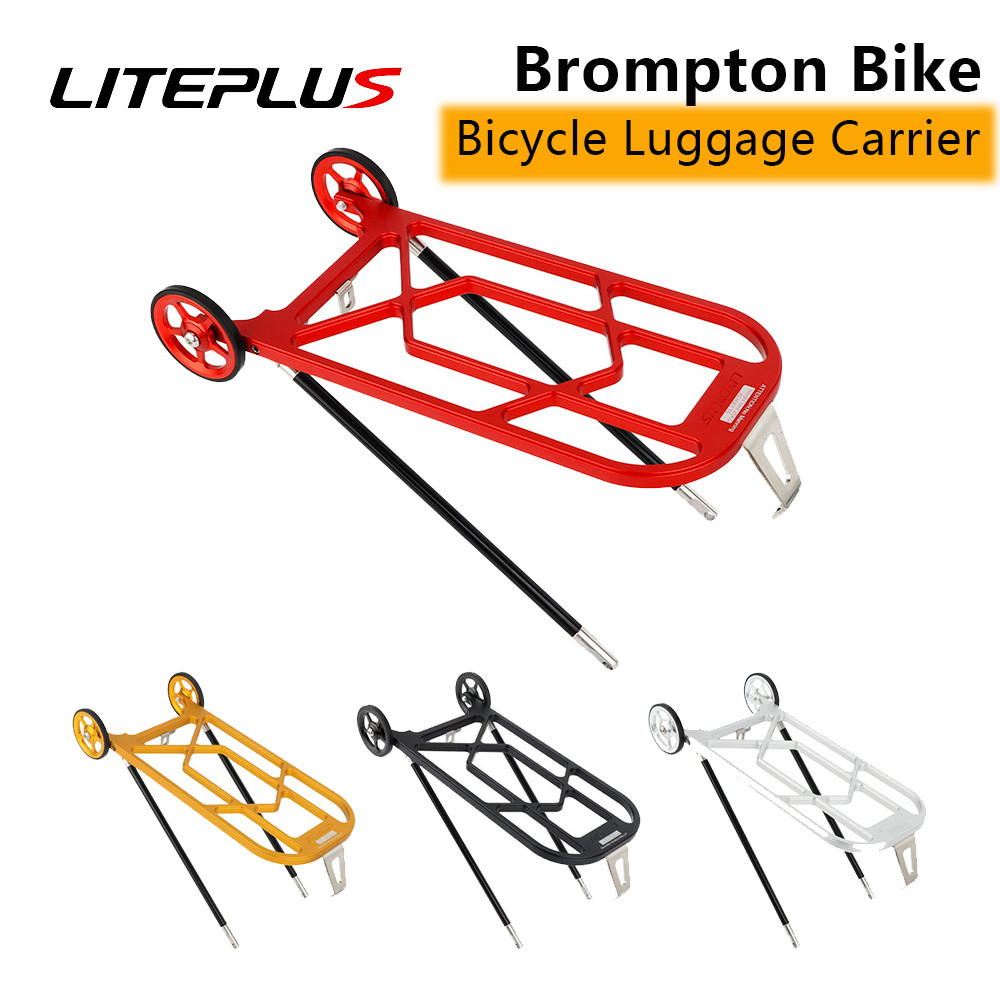 Liteplus Porta-Bagagens De Bicicleta Para Brompton , Liga De Alumínio Com Roda Fácil , Leve , Dobrável , Peças , Pratele
