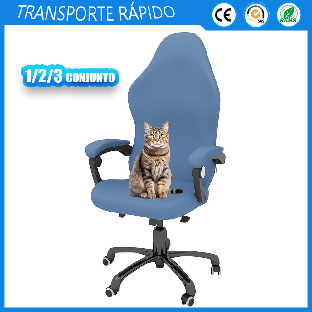 1/2/3 conjuntos Azul claro Office Capa De Cadeira De Computador , Macia Para Escritório , Protetor Removível Lavável