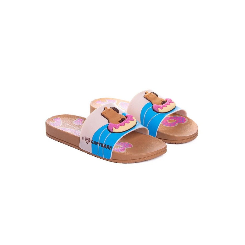 Detalhes do Chinelo Slide Infantil Grendene Capivara Capi Marrom