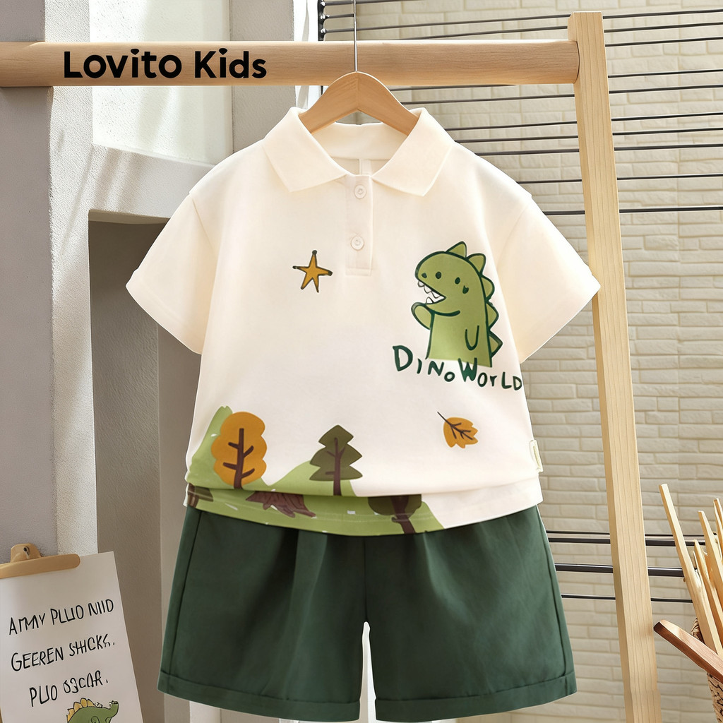 Lovito Kids Conjuntos de Shorts Fofos com Botões para Primavera/verão Conjuntos de Shorts verdes L160LD197 em Oferta na Shopee