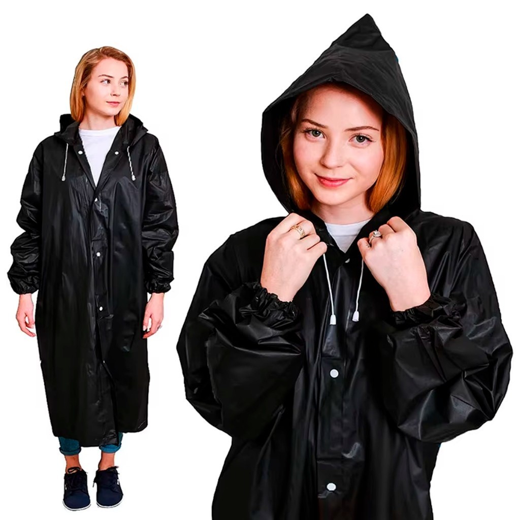 Capa De Chuva Pvc Estilosa Preta Tamanho universal