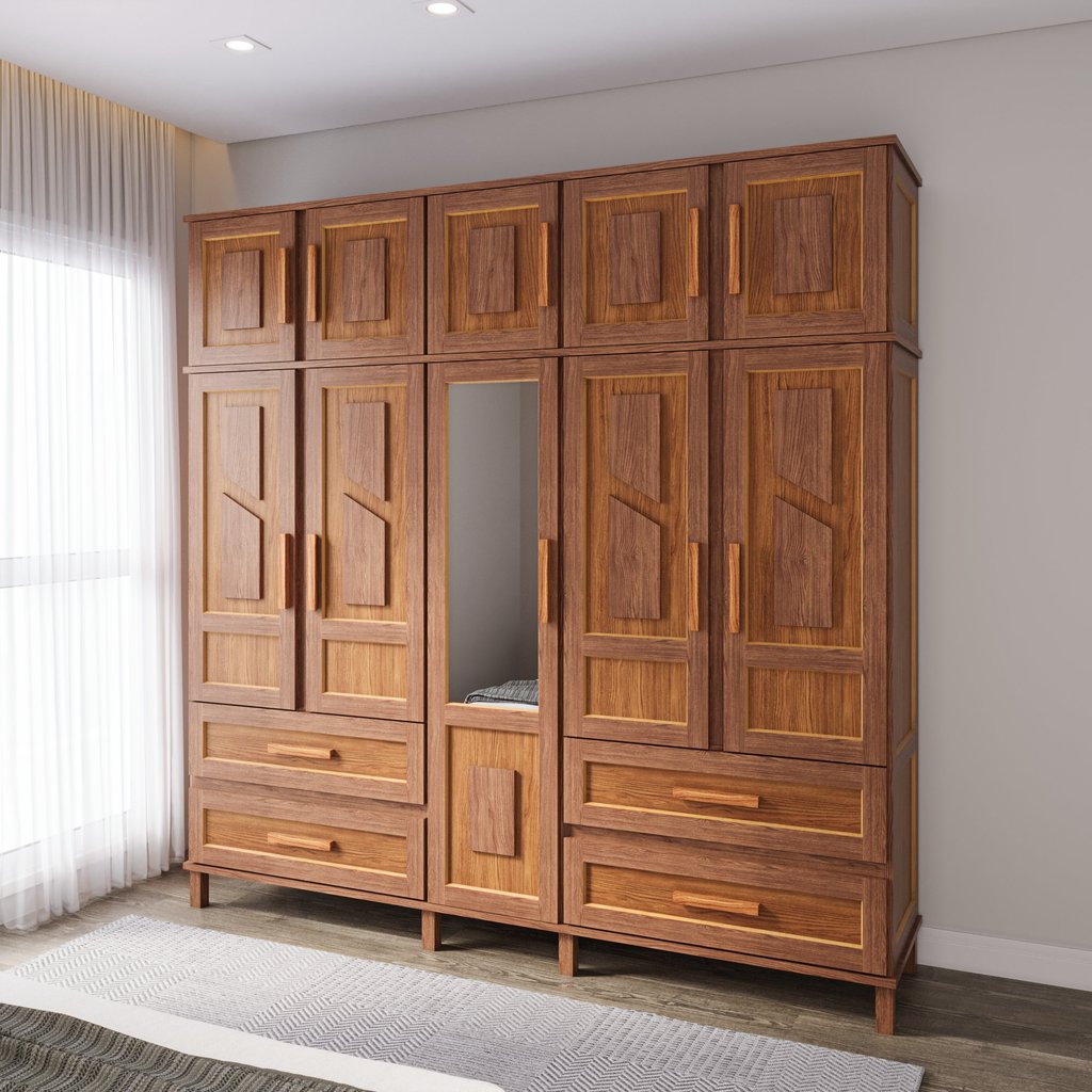 Guarda-Roupa Casal com Espelho 10 Portas 4 Gavetas Rio Branco  Ypê em Oferta na Shopee