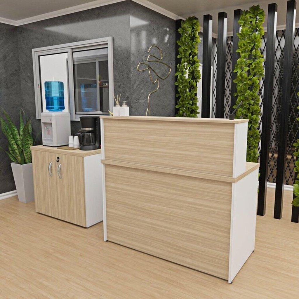 Conjunto Armário Baixo Balcão Atendimento Recepção em Oferta na Shopee