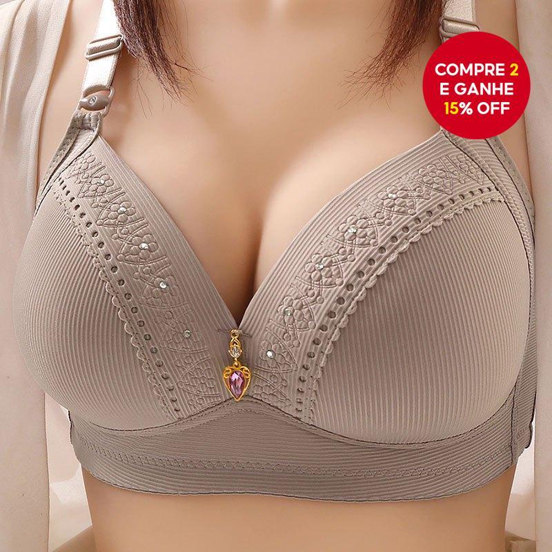 Soutien Feminino Push Up Plus Tamanho Copa Cheia Ajustável Peito Elevação Suporte Superior Costas Sem Anel De Aço