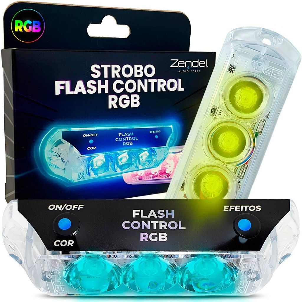 Kit 2 Strobos Flash Control RGB Com 8 Efeitos 7 Cores Zendel em Oferta na Shopee