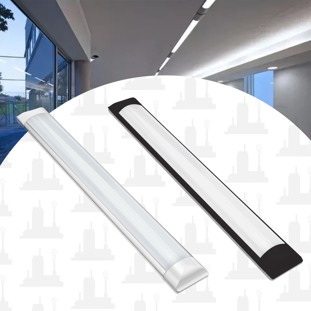 Kit 1un ou 2un Luminaria slim Led 36w Branco/Preto120cm Linear com calha sobrepor 3000K 6500K 4000K em Oferta na Shopee