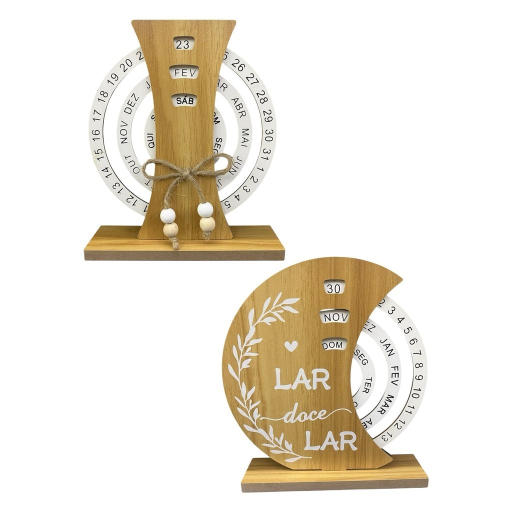 Calendário Decorativo Com Base De Madeira Para Mesa Criativo Rotativo