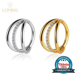 Piercing Nariz Cravejado Helix Três Fileira Titânio Articulado Zircônia Nostril Dourado Orelha Conch Daith Argola
