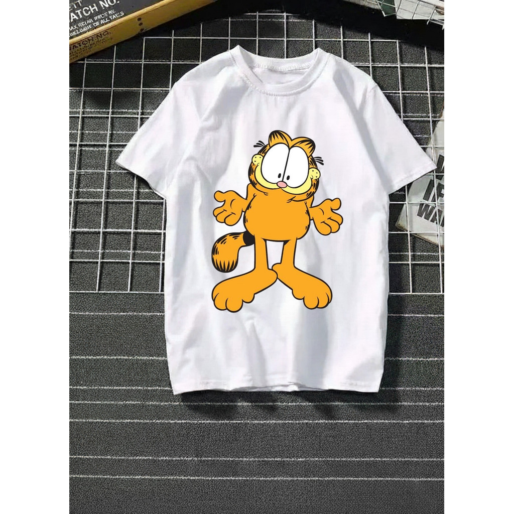 BR Moonlight Camiseta Garfield Gesto Desesperado Estampada Confortável Divertida Engraçada Moda Casual