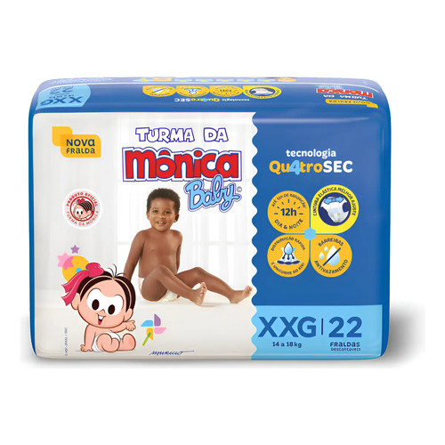 Fralda Infantil Turma Da Mônica Baby Xxg 22 Unidades