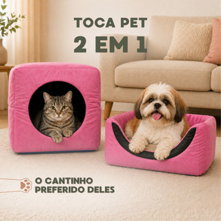 Toca Pet 2 em 1 para Gatos e Cachorros | Casinha Iglu Lavável | Vira Cama | Inverno