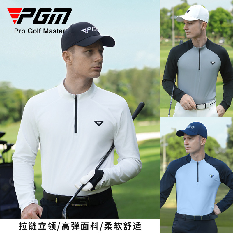 PGM roupas de golfe roupas masculinas de manga comprida camiseta gola alta primavera roupas quentes esportes topo camisa