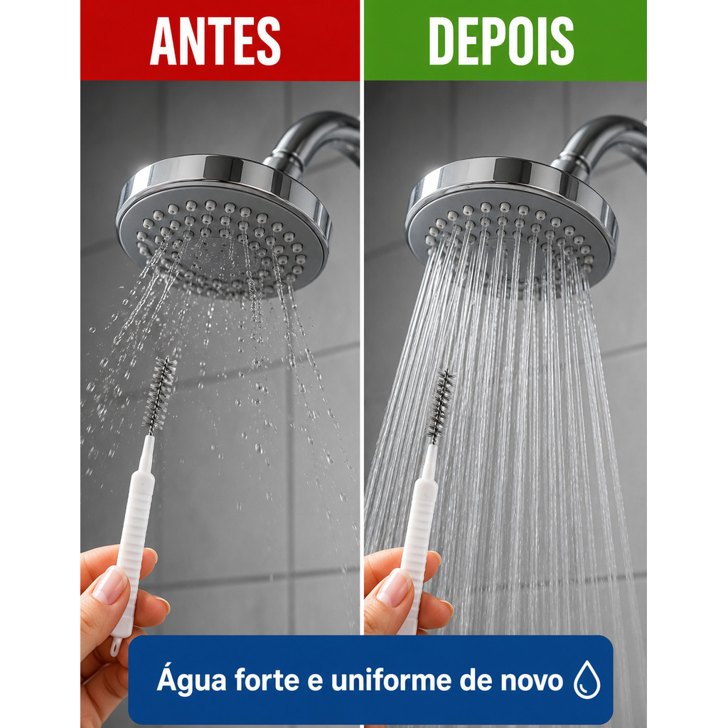 Escova Desentope Furo Chuveiro Kit 10 Limpa Celular Teclado Torneira Fenda Multifuncional Portátil