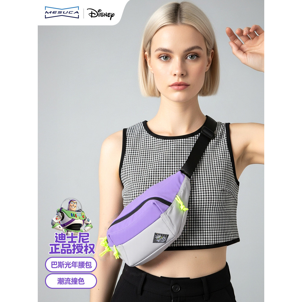 Mescar x Disney Co-Branded Cintura Bolsa Peito Unissex Cross-Body Bolsa de Ombro Esportes Lazer All-Match Bolsa Feminina