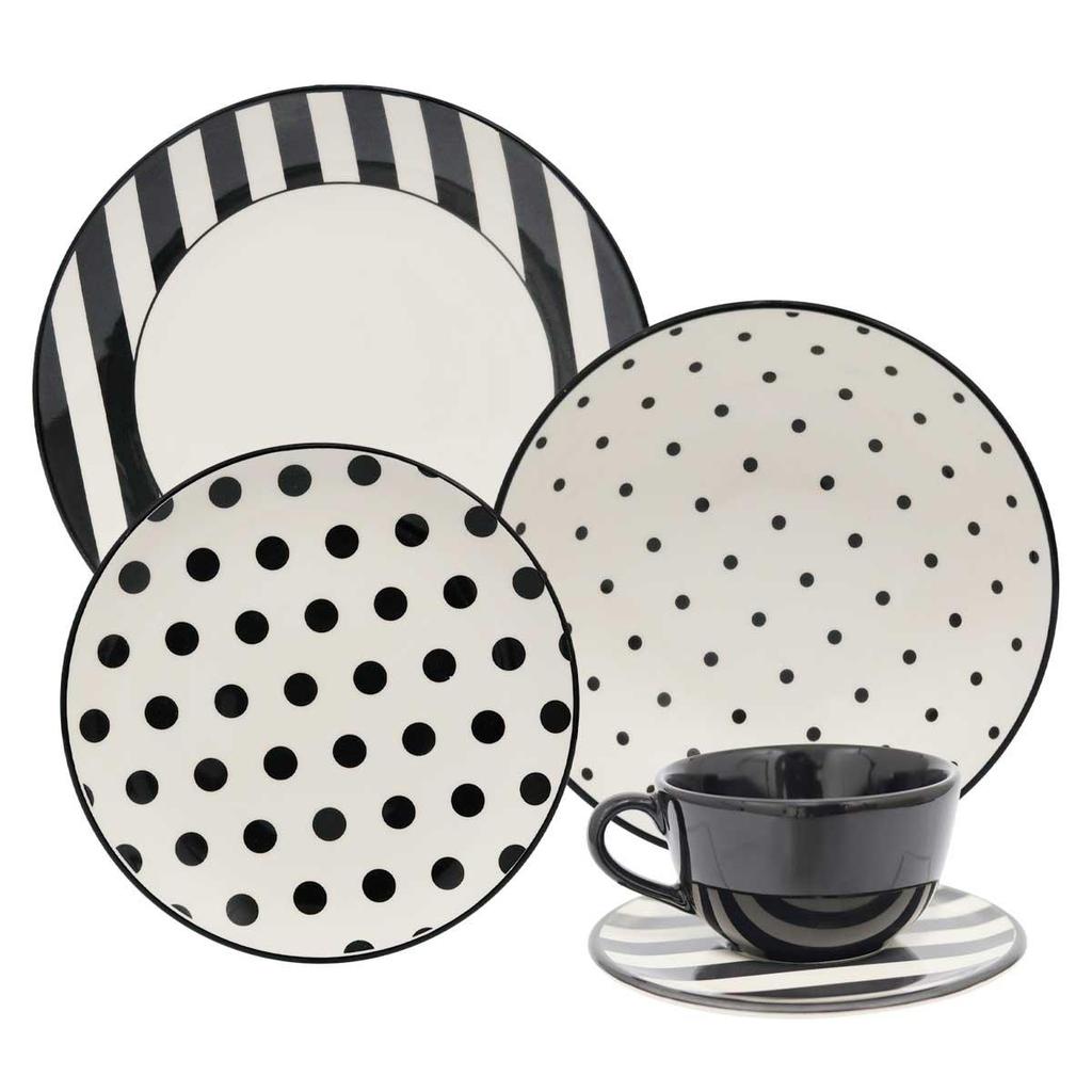 Aparelho de Jantar e Chá 40 Peças Oxford Stripes And Dots