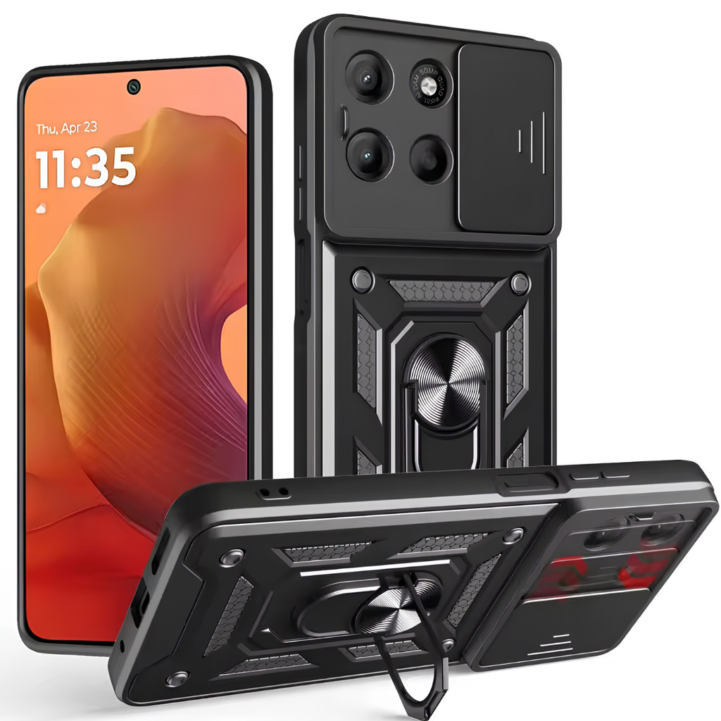 Capa Armadura para Motorola Moto G15 Anti-Impacto com Anel Magnético e Protetor 