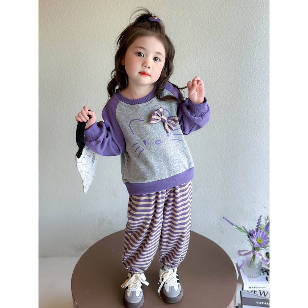 Crianças roupas meninas ternos casuais 2025 novo estilo moda moletom infantil dos desenhos animados bebê menina outono e