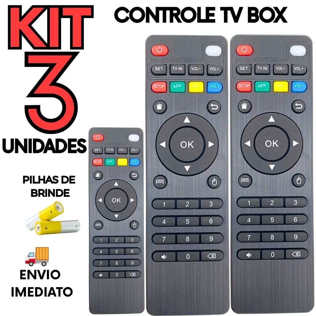 Kit 3 Controle Remoto Compatível com TV BOX, Ideal Para Substituir Controles Originais + Brinde