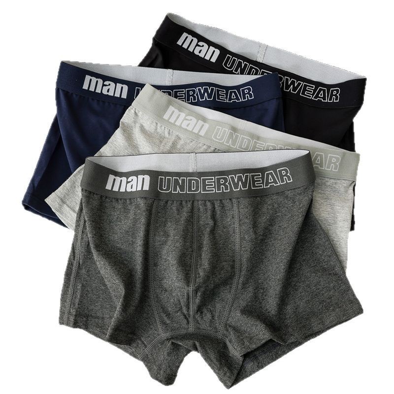 Cuecas boxer masculinas 100% algodão, cintura média, cor sólida, shorts masculinos, roupa íntima masculina moderna de ci
