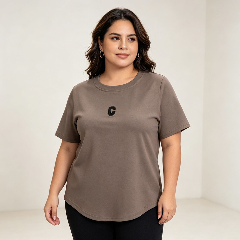 [Roupas femininas Plus size] Camiseta Casual solta 150kg pode usar roupas femininas de tamanho Extra grande 1-150kg vers