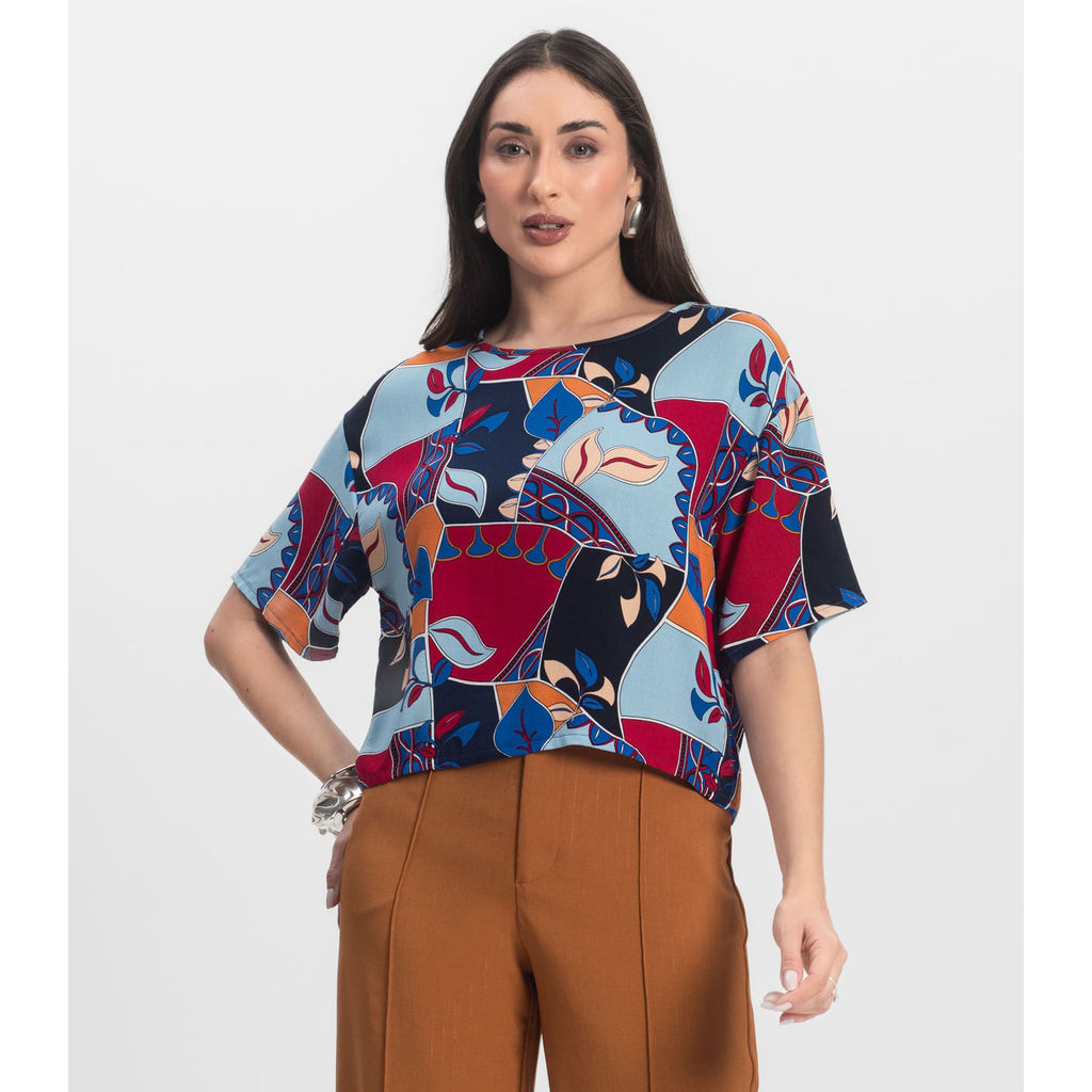 Blusa Feminina Estampada Infinita Cor Azul