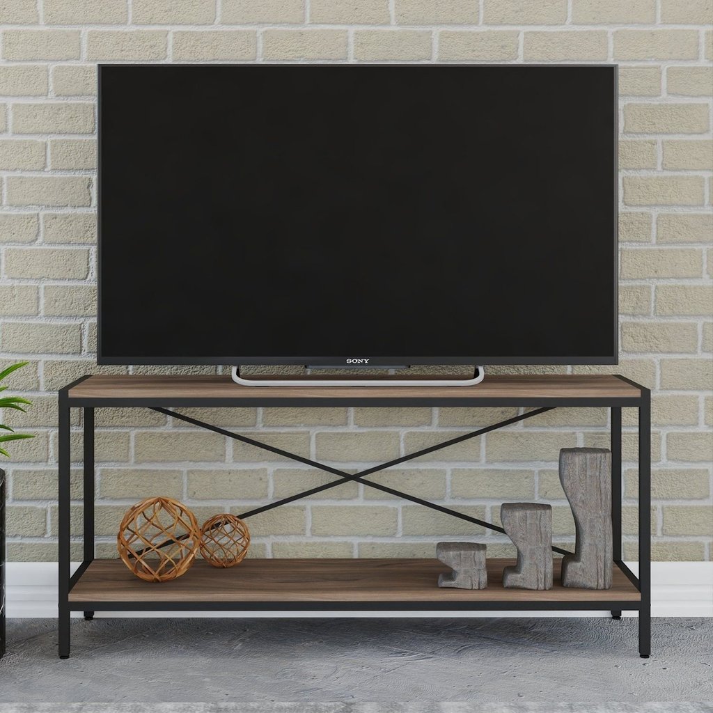 Rack Industrial para TV até 50 Polegadas 120cm 2 Prateleiras Active Yescasa Marrom Nogal