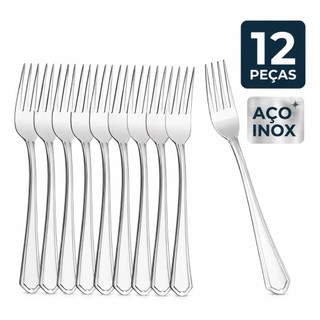 Kit 12 Garfos Mesa Aço Inox Resistente Cozinha Jantar