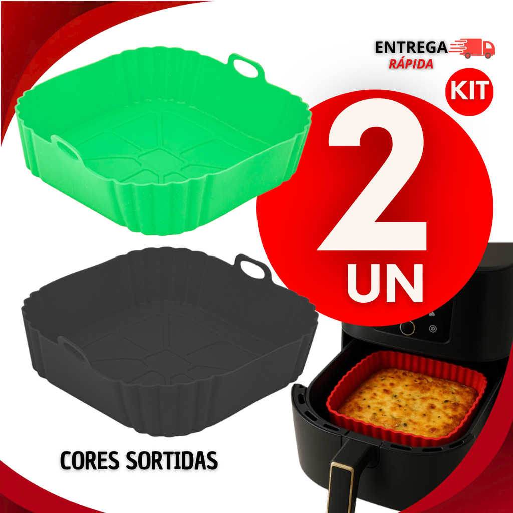 Jogo De Formas Assadeiras Quadrada Fritadeira Air Fryer Silicone Flexível Cozinha Cor Sortida Utilidades
