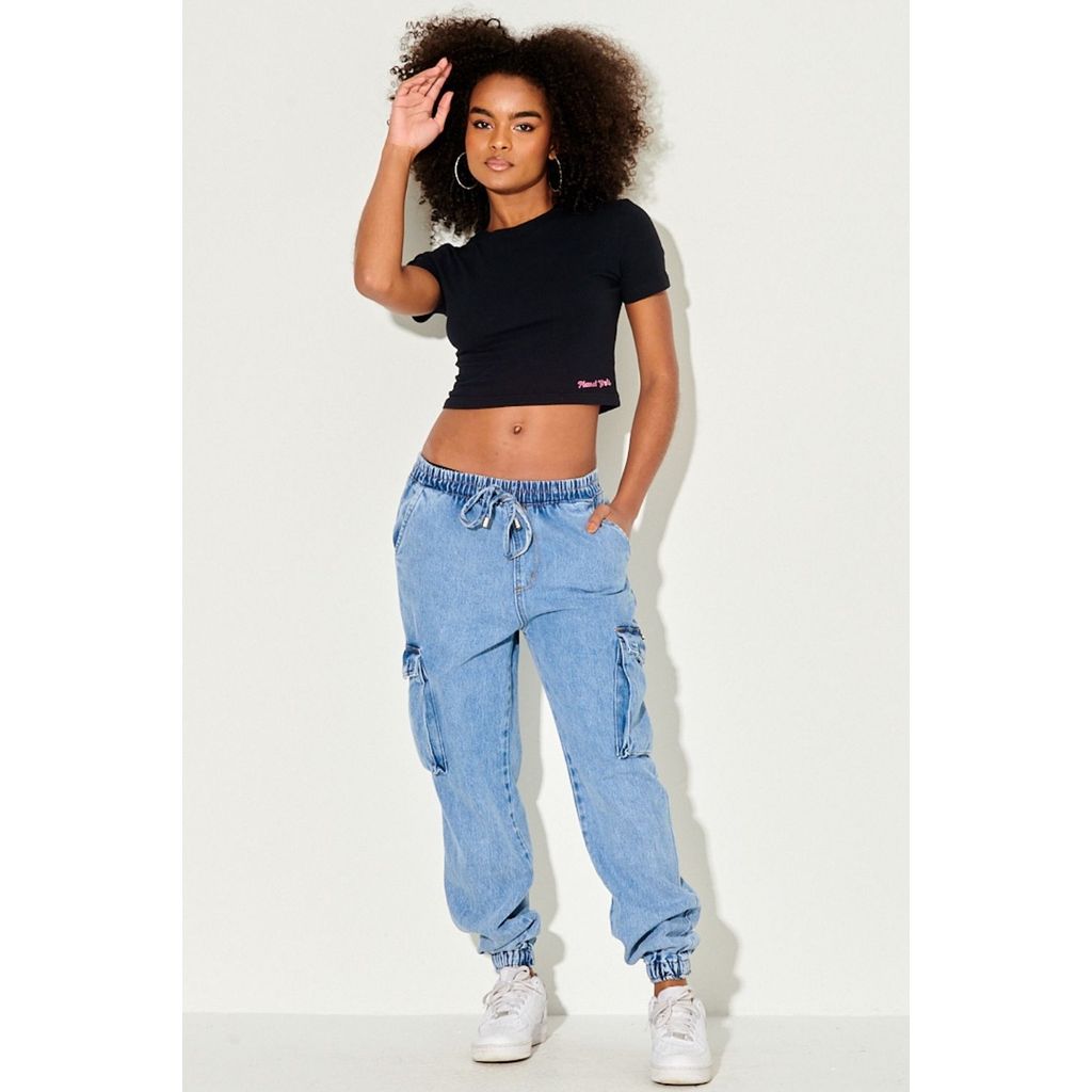 Calça Jeans Feminina Jogger Planet Girls Jeans Médio