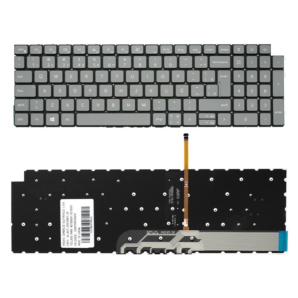 Teclado para Notebook Dell Inspiron 15-3511 ABNT2 Cinza Claro