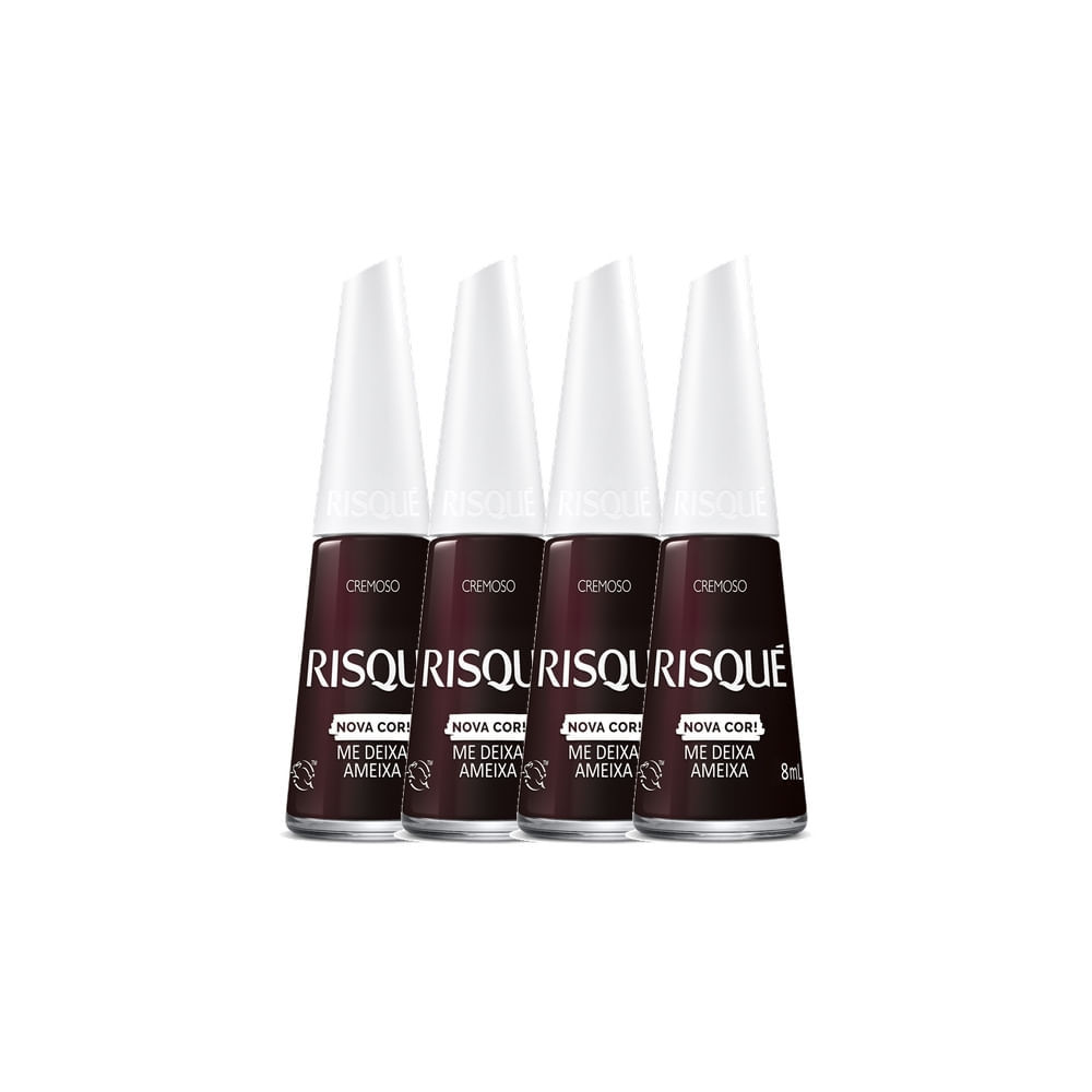 Kit 4 Esmalte Risqué Nova Cor Cremoso Cor Me Deixa Ameixa 8ml