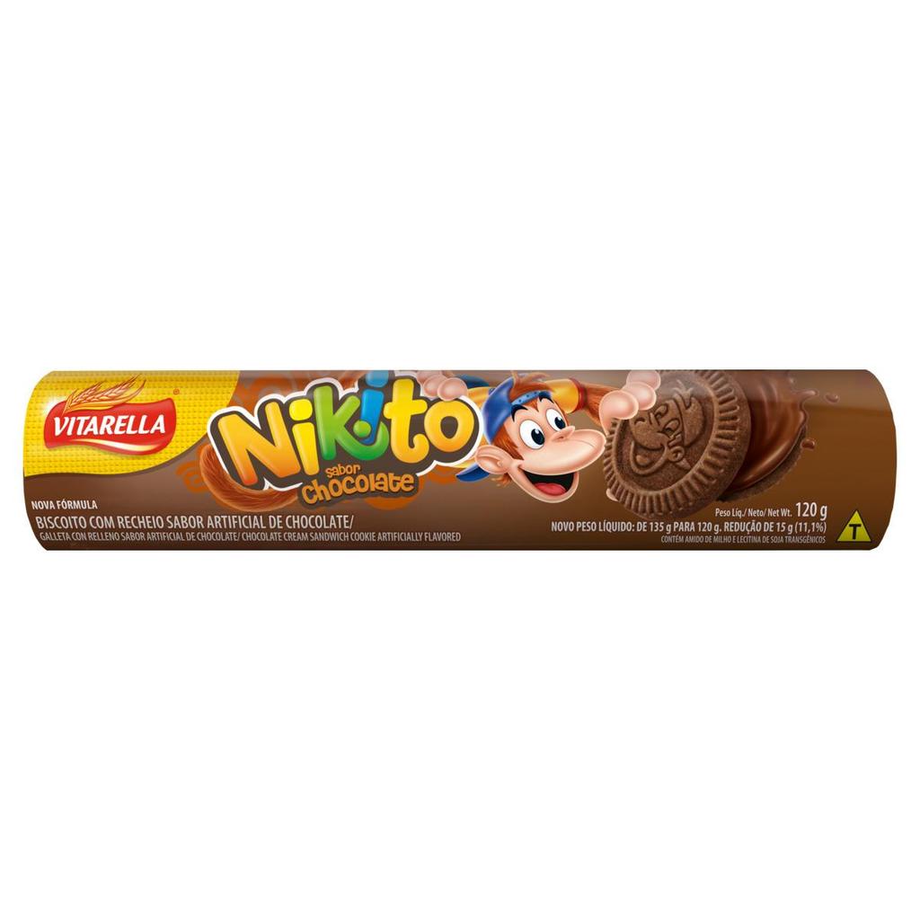 Biscoito Recheado Nikito Chocolate Vitarella 120g
