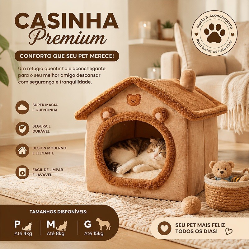 Casinha para animais de estimação – lavável – para todas as estações – casinha exclusiva para animais de estimação