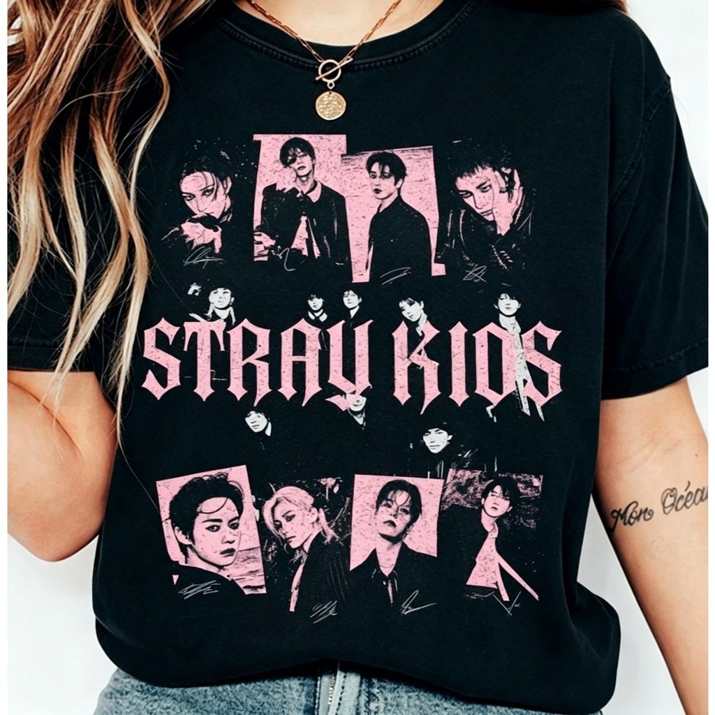 Camiseta Stray Kids Moda Coreana Unissex Estilo Street
