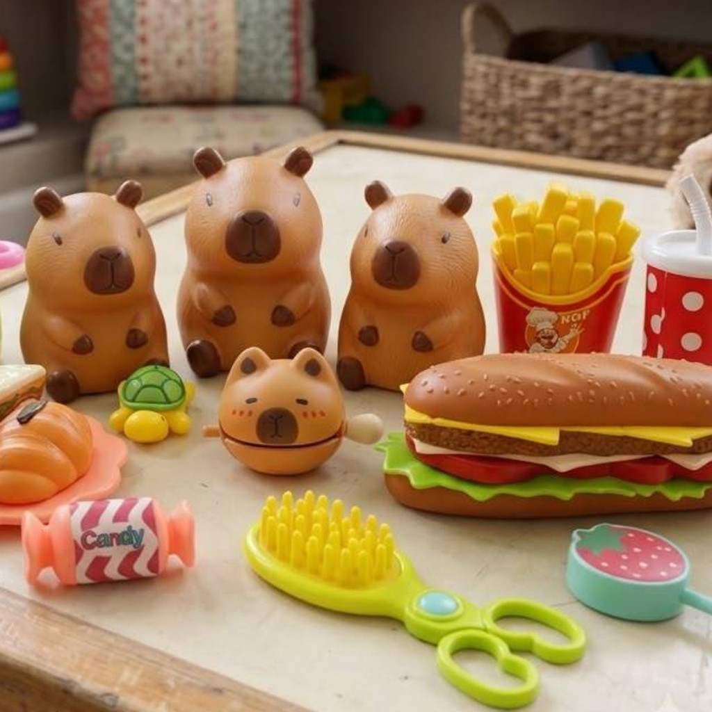 Kit Brinquedo Capivara Completo Com Comidinhas, Acessórios e Diversão Educativa Infantil
