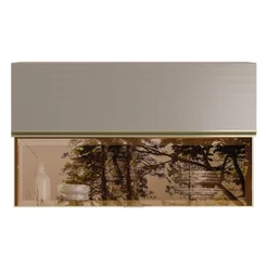 Armário Aéreo 1 Porta MDF 1 Porta Reflecta Basculante 120cm Proença Bege/Nogueira/Nude Prime