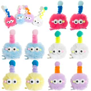 10 Peças de Presilhas de Cabelo com Pompons de Desenho Animado, Acessórios para o Dia do Cabelo Maluco para Crianças, Pr