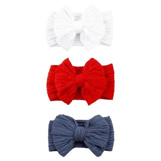 3 Peças de Faixas de Cabelo para Bebês com Laços para o 4 de Julho, Faixas de Cabelo de Nylon Macio, Super Elásticas, Ac
