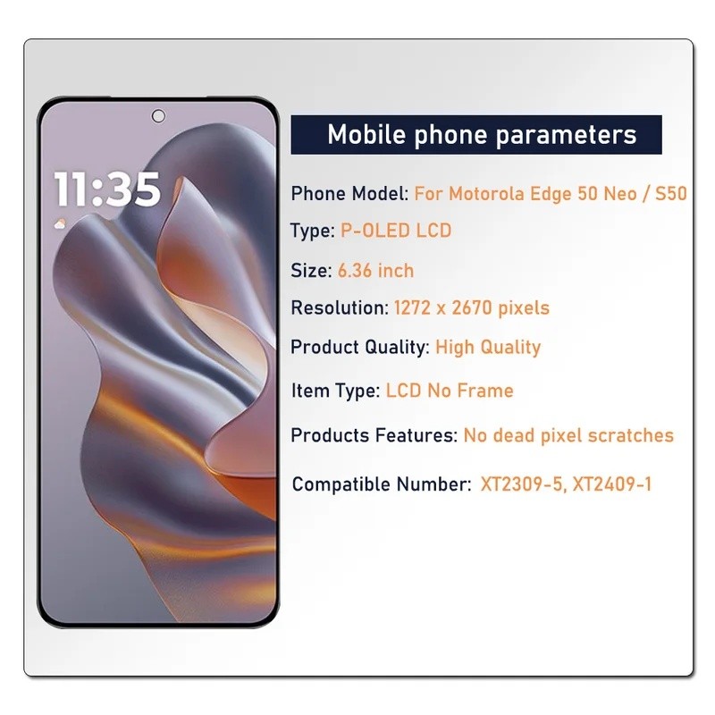 6.36 " Lcd AMOLED Para Motorola Edge 50 Neo XT2409-1 Display Tela De Toque Digit