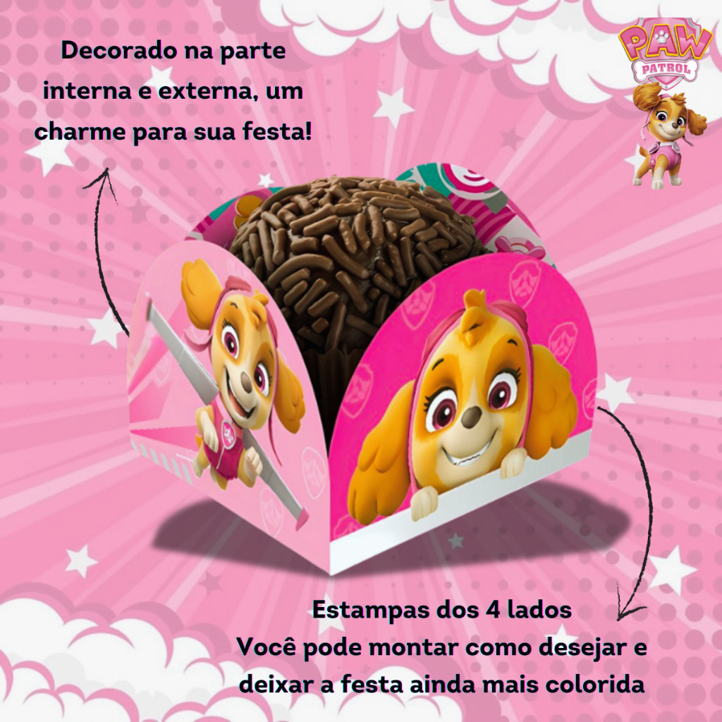 50 Unidades de Porta Forminhas de Doces Skye Patrulha Canina Festa Infantil Aniversário — imagem 2 de 2