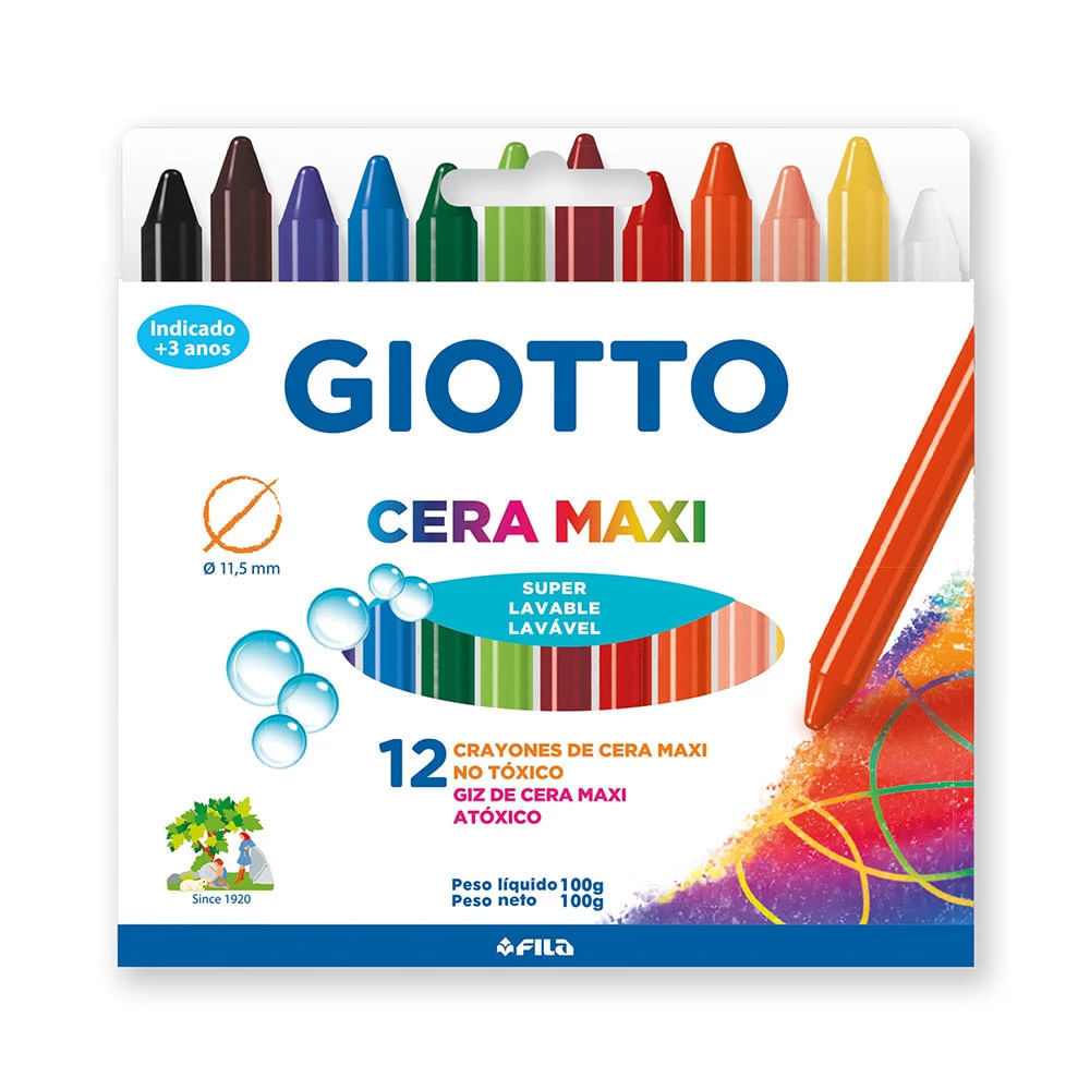 Giz de Cera 12 Cores Maxi Giotto