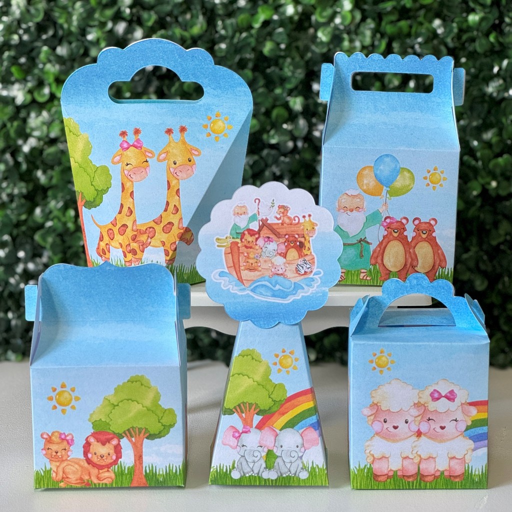 Caixinhas Arca de Noé MENINO - PEGUE E MONTE - PRONTA ENTREGA kit festa lembrancinhas aniversario mimos decoração