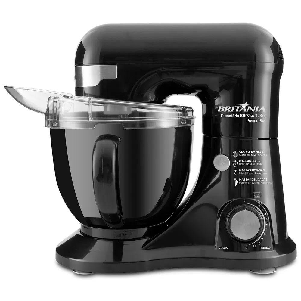 Batedeira Planetária Britânia Power Plus BBP760, 4,5 Litros, Preto