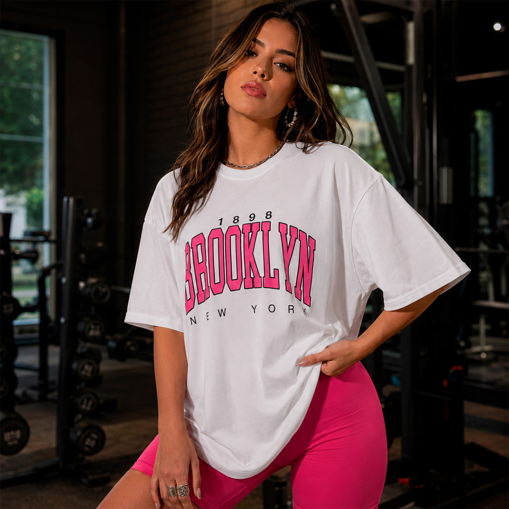 Camiseta Academia Algodão Streetwear Treino Brooklyn New York EUA Lançamento Plus Size