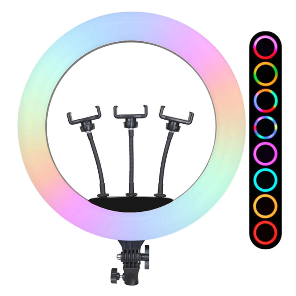 Ring Light RGB Cores Led Ajustavel Mesa Iluminador Suporte Celular Estudio Grava Video Foto Selfie Iluminaçao